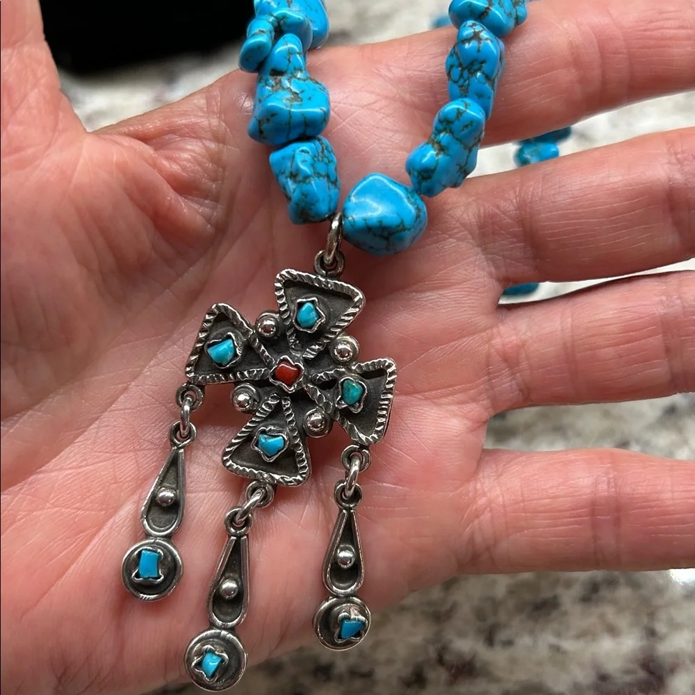 Turquoise and Sterling Necklace - Picture 6 of 6